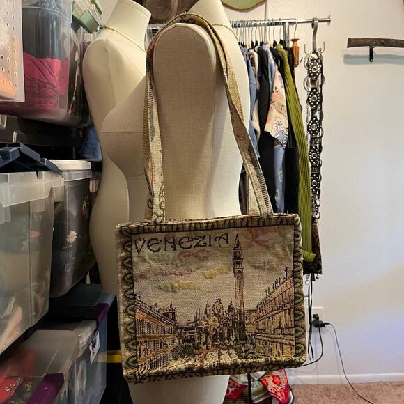 Venezia Italy Lightweight Tapestry Tote Farmers Market Bag - Picture 6 of 13